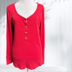 Victoria’s Secret Women’s Red Long Sleeve Henley Top Size L